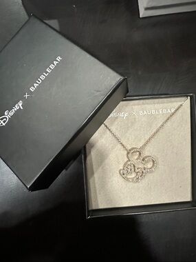 BaubleBar Gold Crystal Mickey Outline Pendant Necklace